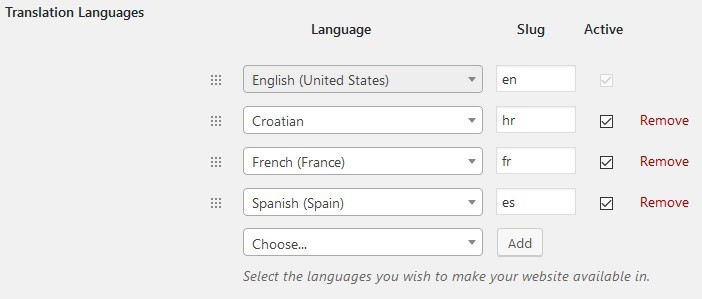 Add as many languages as you want