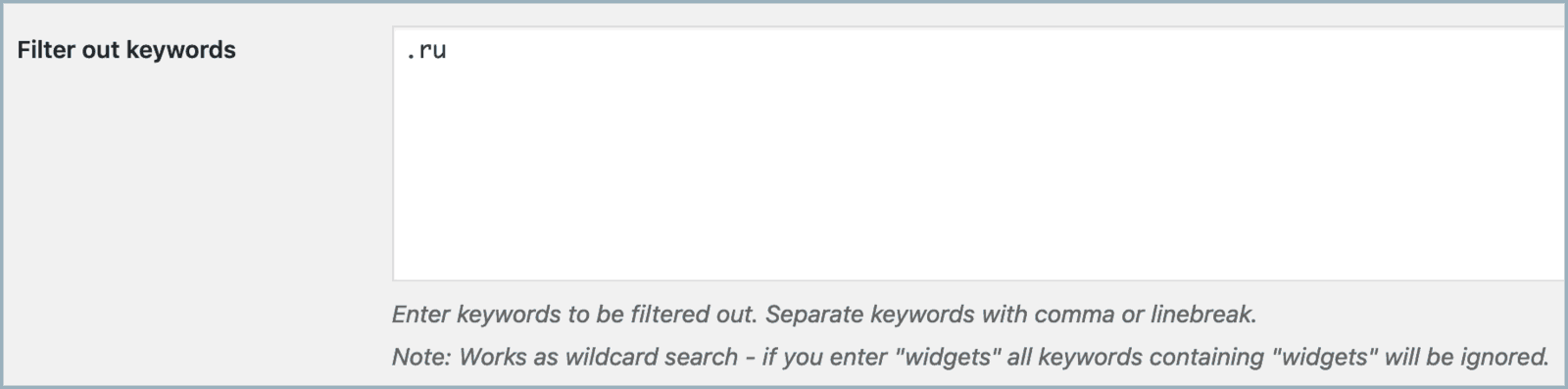 filter keywords