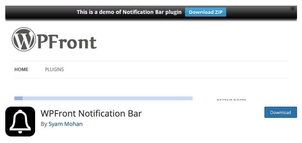 WPFront Notification Bar