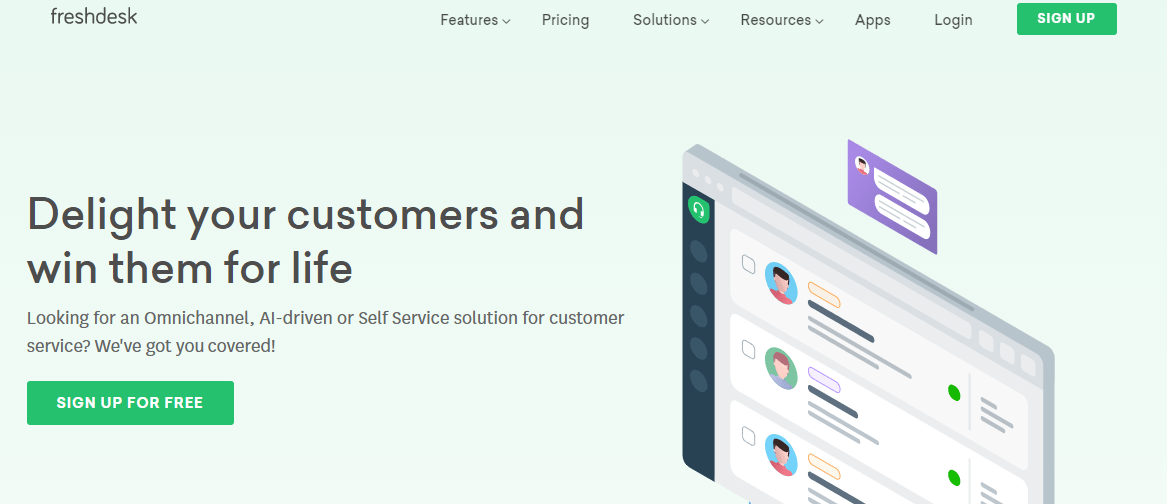 Freshdesk landing page