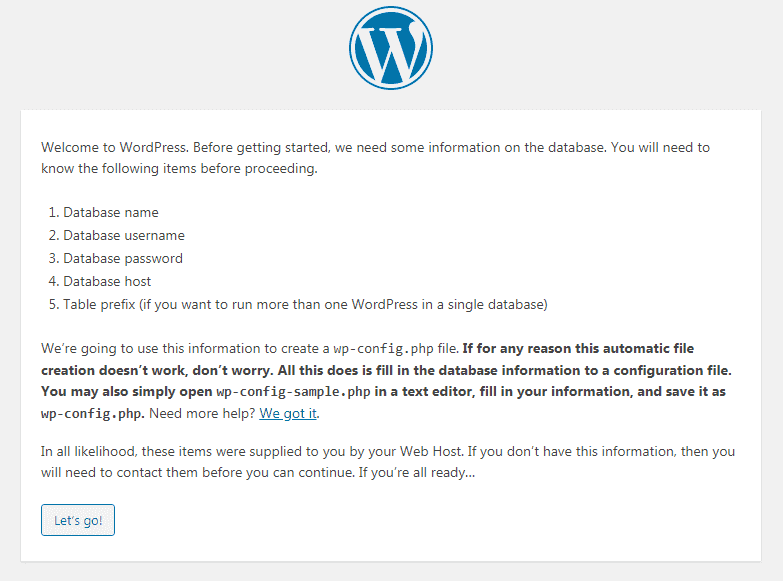 WordPress welcome tab