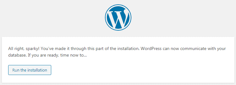 WP run installation tab