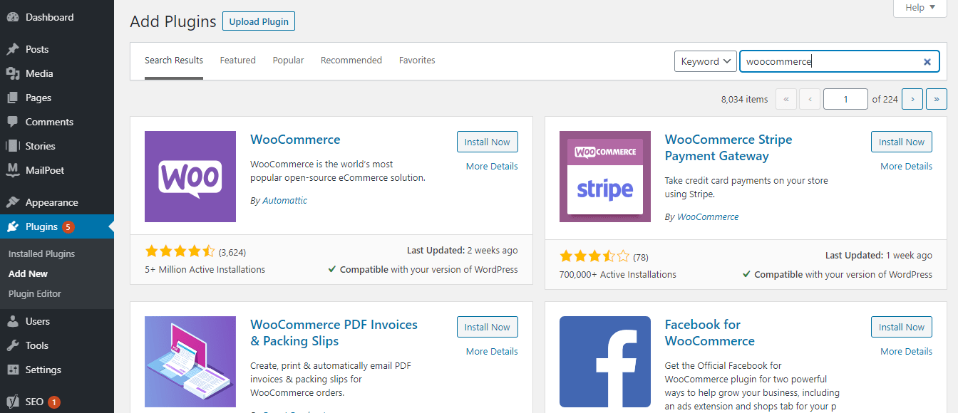 Installing WooCommerce