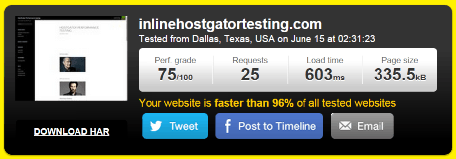 HostGator speed test