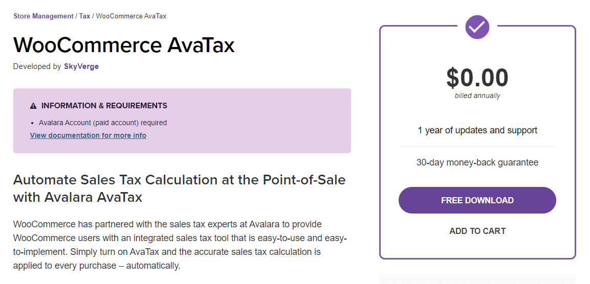 WooCommerce AvaTax plugin