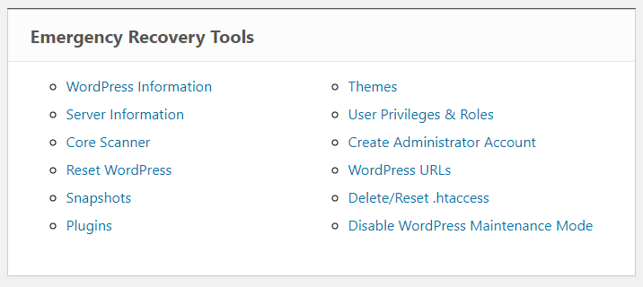 Emergency Recovery Script tools