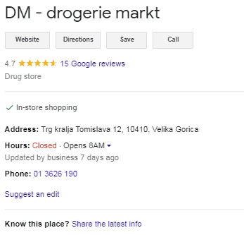 Google My Business unoptimized listing