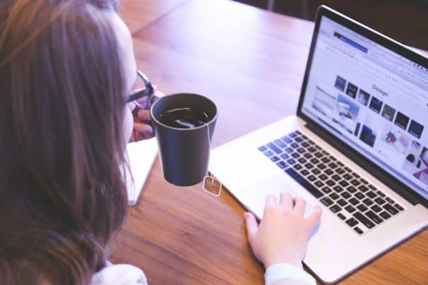 Girl looking at the website