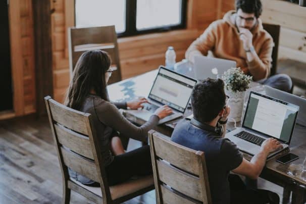 Group working in office