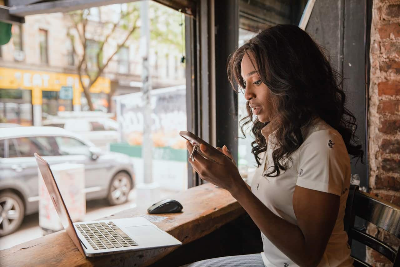 female using cellphone