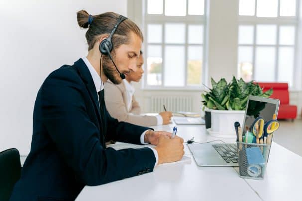 man working in customer service