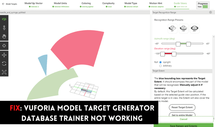 Vuforia Model Target Generator Database Trainer Not Working