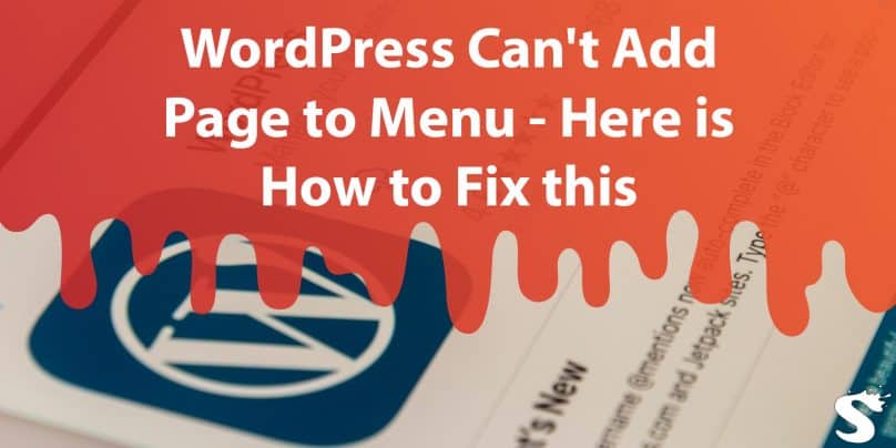 WordPress can't add page to menu