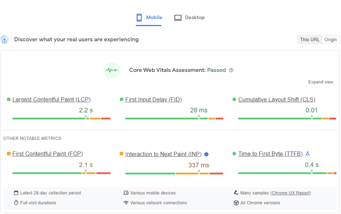 page speed insights