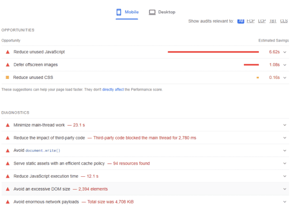 page speed insights