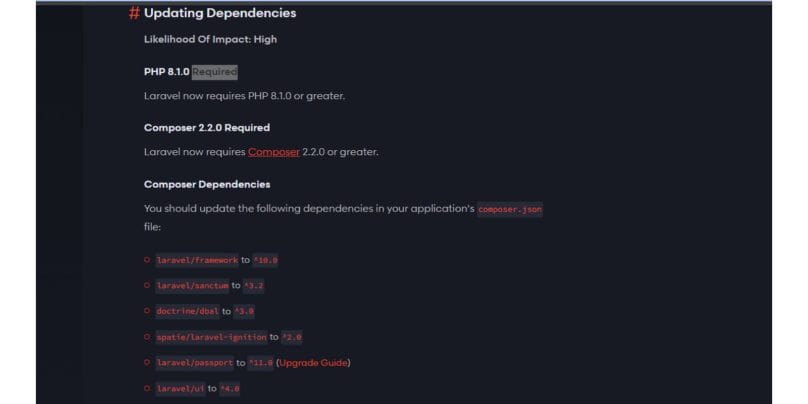 Updating Laravel Dependencies for Compatibility