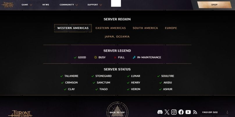 Check if Throne and Liberty Servers Are Down