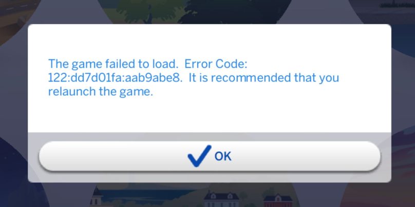 What Does Sims 4 Error Code: 122:dd7d01fa:aab9abe8 Mean?